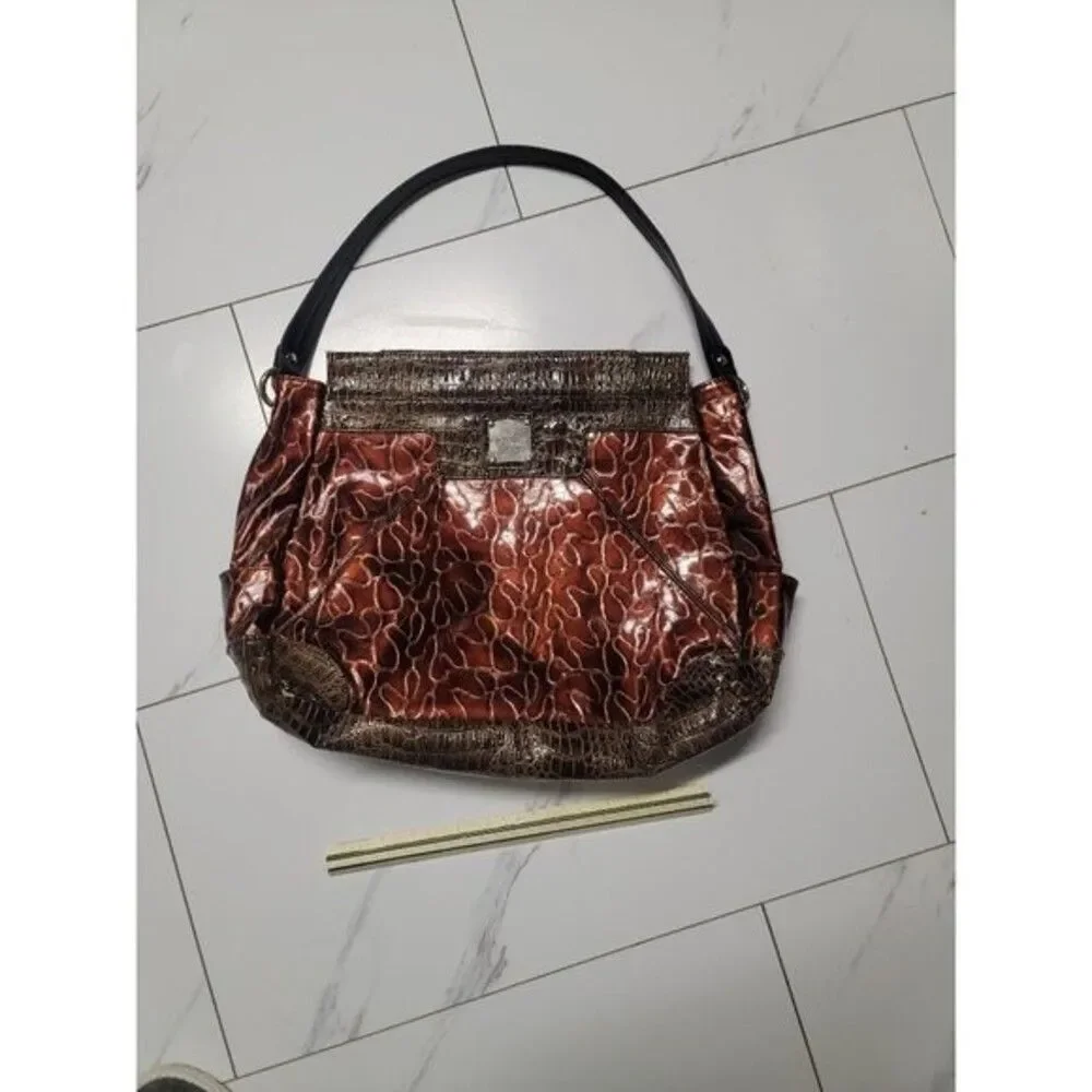 womens large pattened and worn miche drew purse - Picture 1 of 7